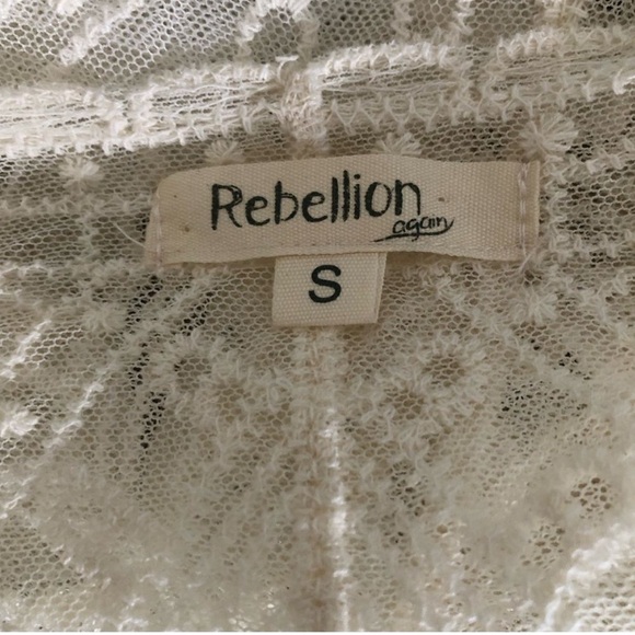 Rebellion Again Small Long Kimono Duster Boho Lace Mesh Cover Up Open Cardigan - Picture 9 of 10